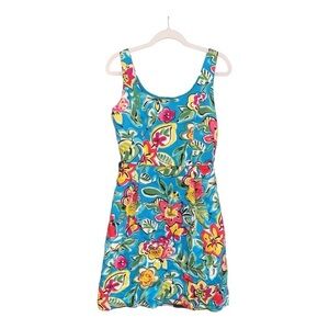 David Meister Fit and Flare Colorful Floral Tea Length Dress Size 8 RD1